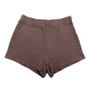 Reformation Kelsey Waffle Knit Lounge Shorts Brown Size XS Minimalist Neutral
